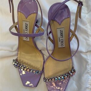 Jimmy Choo Lavender Mira 85 Heels with Embellishments